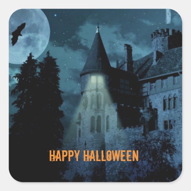 Sticker Carré Haunted Goth Mansion Halloween (Devant)