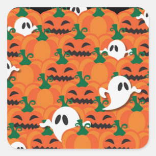Sticker Carré Haunted Halloween Citrouille Patch Ghosts