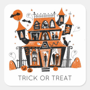 Sticker Carré Haunted House halloween