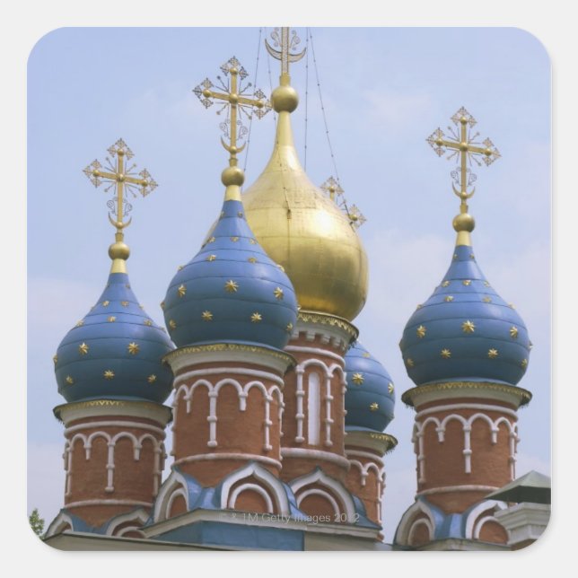 Sticker Carré Haut de l'Eglise orthodoxe russe en Russie (Devant)