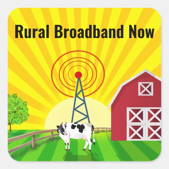 Sticker Carré Haut débit rural maintenant (Devant)