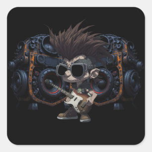 Sticker Carré Haut-parleurs de guitare de carton Grunge Punk Roc