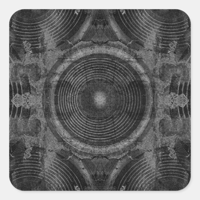 Sticker Carré Haut-parleurs de musique noir et blanc (Devant)
