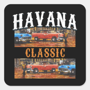 Sticker Carré Havana Classic - Cubain Vintage Car Art