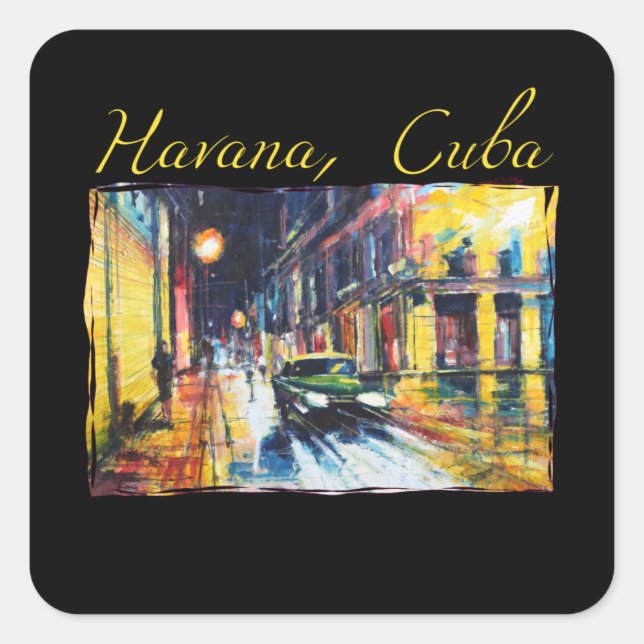 Sticker Carré Havana Cuba - Habana Vieja scène de nuit (Devant)