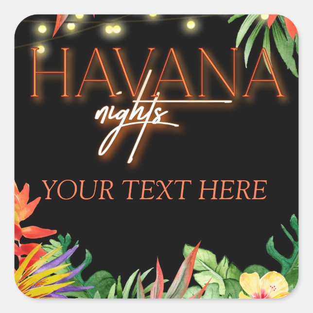 Sticker Carré Havana Nights, Havana Nights Party, Tropical (Devant)
