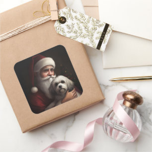 Sticker Carré Havanais avec le Père Noël Fête de Noël