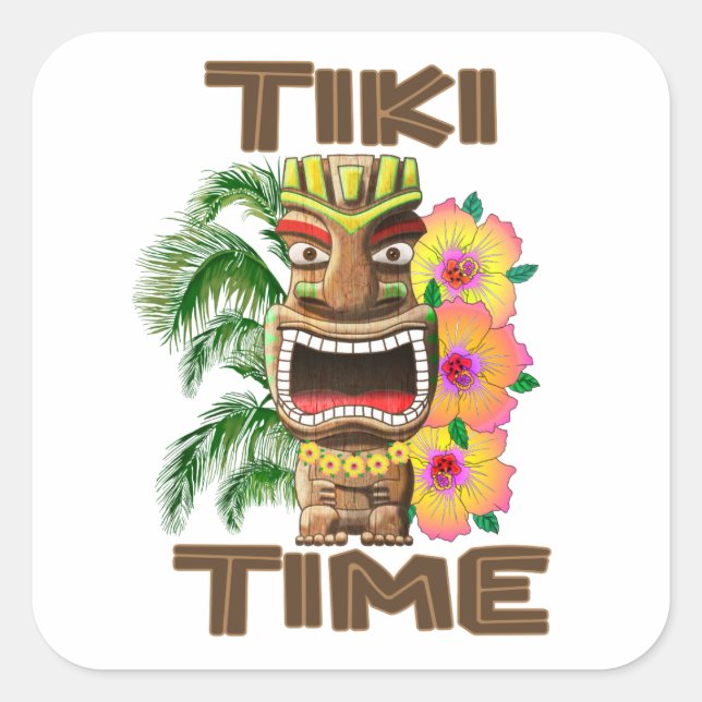 Sticker Carré Hawaii Luau Tiki (Devant)