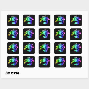 Sticker Carré Hawaii Tribal Honu Rainbow