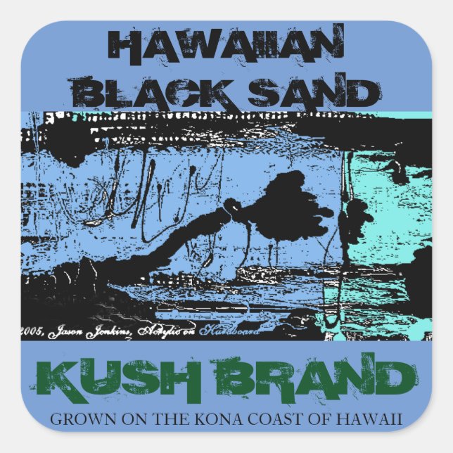 STICKER CARRÉ HAWAIIAN BLACK SAND KUSH (Devant)