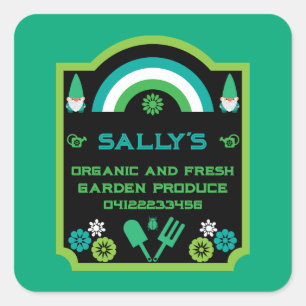 Sticker Carré Head Garden Gnome Gardener
