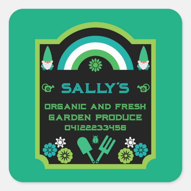 Sticker Carré Head Garden Gnome Gardener (Devant)