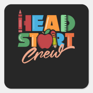 Sticker Carré Head Start Crew Headstart Enseignant École présc