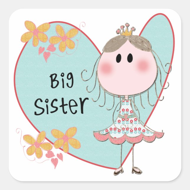 Sticker Carré Heart Big Sister (Devant)