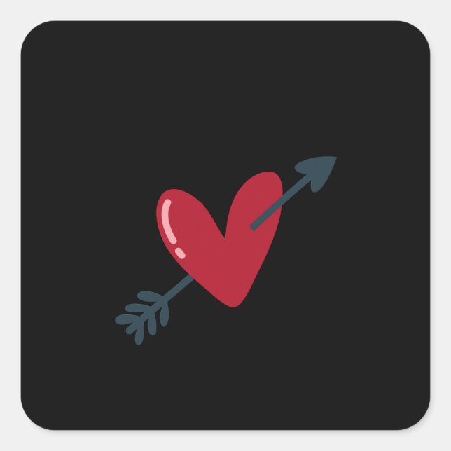 Sticker Carré Heart With Arrow Valentine Minimal T-Shirt (Devant)