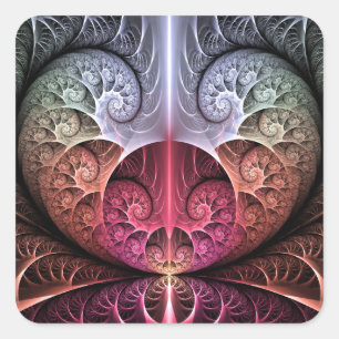 Sticker Carré Heartbeat, Abstrait surreal Imaginaire Fractal Art