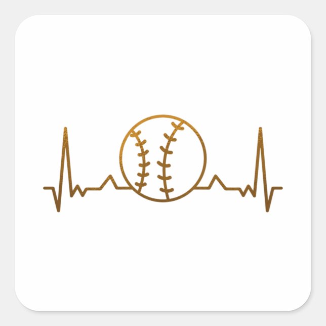 Sticker Carré Heartbeat de baseball (Devant)