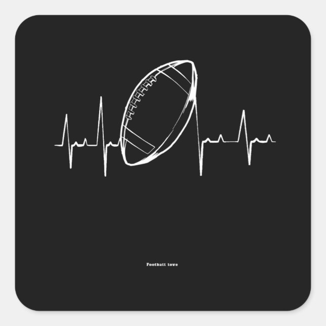 Sticker Carré Heartbeat de football, Pulse Design (Devant)