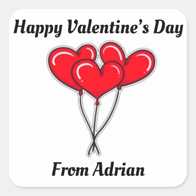 Sticker Carré Hearts Simple Valentine Favor Enfants Valentine Ét (Devant)