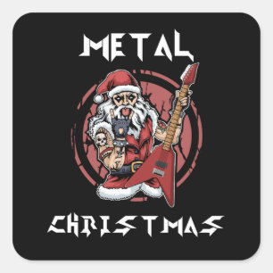 Sticker Carré Heavy metal Christmas Santa Rock Horns Metalhead