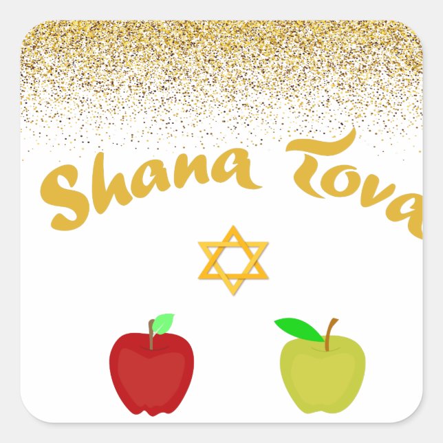 Sticker Carré Hebrew Shana Tova Star David (Devant)