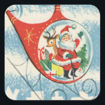 Sticker Carré Hélicoptère volant Vintage Christmas Père Noël Rei<br><div class="desc">Père Noël de Noël Vintage Avec Sticker de vacances en hélicoptère Reindeer Flying icopter.</div>