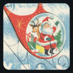Sticker Carré Hélicoptère volant Vintage Christmas Père Noël Rei<br><div class="desc">Père Noël de Noël Vintage Avec Sticker de vacances en hélicoptère Reindeer Flying icopter.</div>
