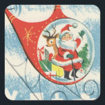 Sticker Carré Hélicoptère volant Vintage Christmas Père Noël Rei<br><div class="desc">Père Noël de Noël Vintage Avec Sticker de vacances en hélicoptère Reindeer Flying icopter.</div>