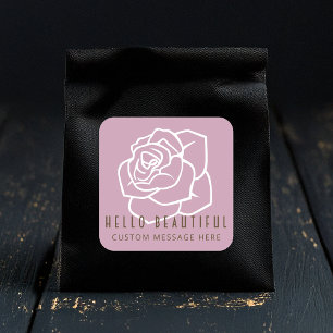 Sticker Carré Hello Beautity - Moderne rose rose rétro