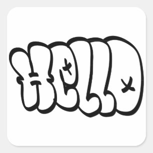 STICKER CARRÉ HELLO BUBBLE GRAFFITI