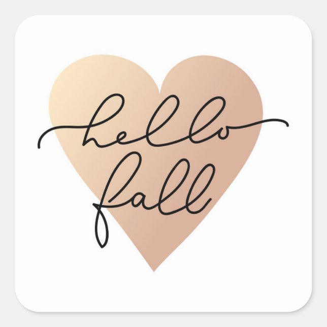 Sticker Carré Hello Fall Love Heart (Devant)