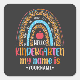 Sticker Carré Hello Kindergarten Rainbow First Day of School