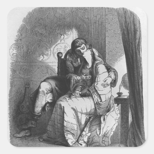 Sticker Carré Heloise et Abelard s'embrasser (Devant)