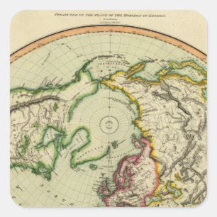 Sticker Carré Hémisphère N, avion de Londres