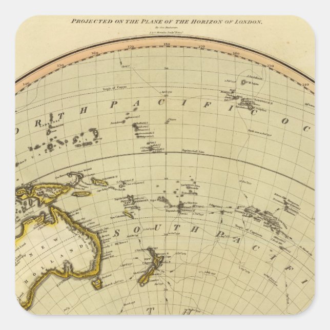 Sticker Carré Hémisphère S, avion de Londres (Devant)