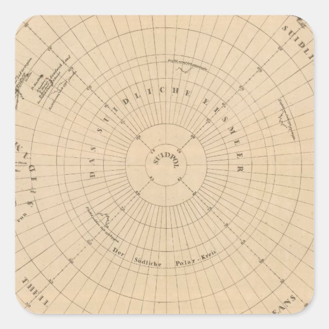 Sticker Carré Hémisphère sud, Antarctique (Devant)