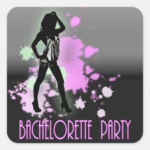 Sticker Carré Hen Party Mme Bride silhouette Bachelorette Party