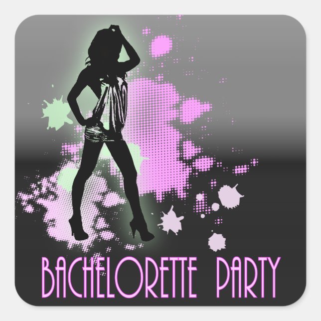Sticker Carré Hen Party Mme Bride silhouette Bachelorette Party (Devant)