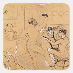Sticker Carré Henri de Toulouse-Lautrec Chocolat Dancing, 1896