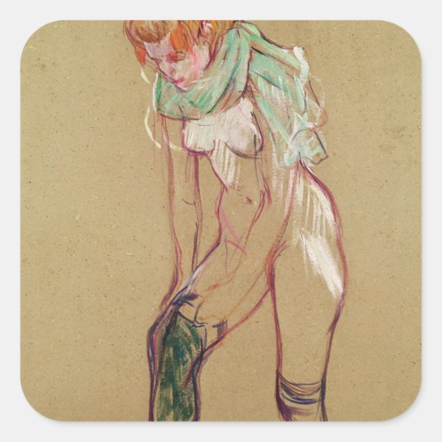 Sticker Carré Henri de Toulouse-Lautrec | Femme qui tire sur ell (Devant)