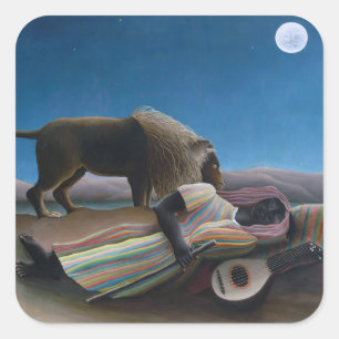 Sticker Carré Henri Rousseau - La Bohémienne endormie