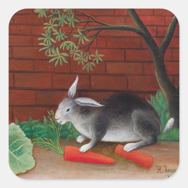 Sticker Carré Henri Rousseau - Le repas du lapin (Devant)