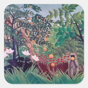 Sticker Carré Henri Rousseau - Paysage Exotique