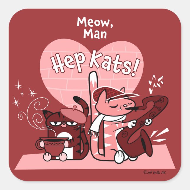 Sticker Carré HEP KATS par Jeff Willis Art (Devant)