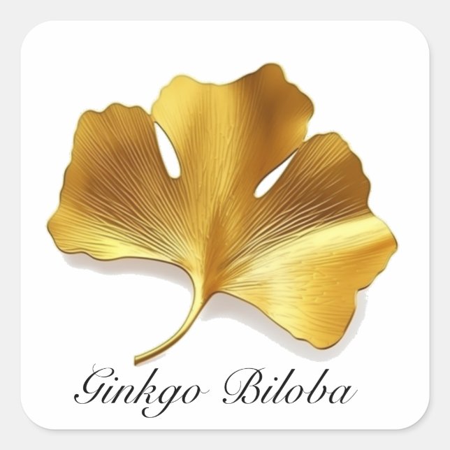 Sticker Carré Herbal Life : Gold Ginkgo Biloba feuille personnal (Devant)