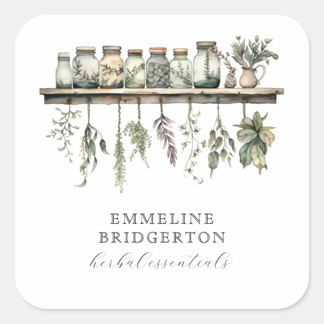Sticker Carré Herbalist Botanical Apothecary Product  (Devant)