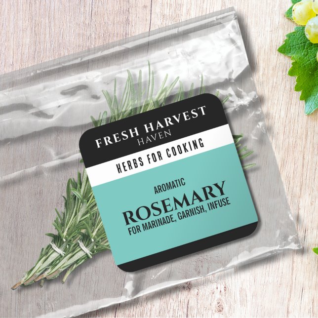 Sticker Carré Herbe cyan minimaliste (Créateur téléchargé)