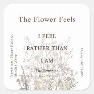 Sticker Carré Herbe Rustique Fleur sauvage Terme Floral