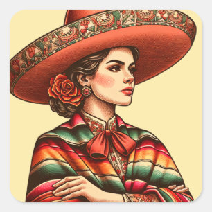 Sticker Carré Héritage hispanique Latinx Sarape Party Favoriser