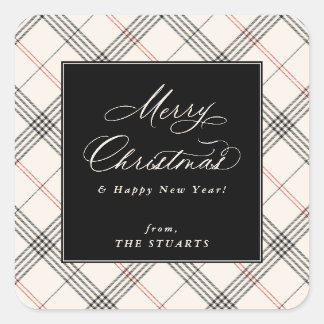 Sticker Carré HERITAGE | Neutral Tartan Christmas